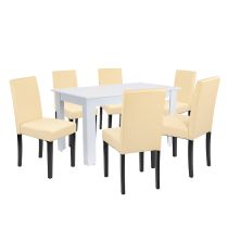 Leon 6+1 étkező garnitúra fehér-bézs