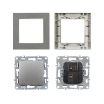 Nova váltókapcsoló 106 szürke szálcsiszolt kerettel