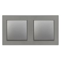 Nova kettős váltókapcsoló 106 szürke szálcsiszolt dupla kerettel