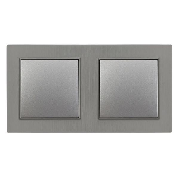 Nova kettős kereszt kapcsoló 107 szürke szálcsiszolt dupla kerettel