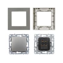 Nova kereszt kapcsoló 107 szürke szálcsiszolt kerettel