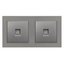 Nova kettős UTP aljzat RJA-45 szürke szálcsiszolt kerettel