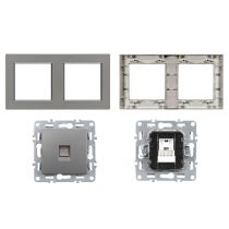 Nova kettős UTP aljzat RJA-45 szürke szálcsiszolt kerettel