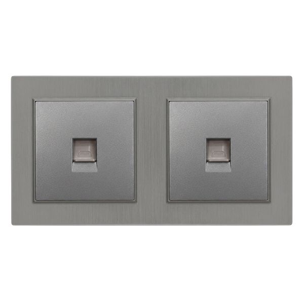 Nova kettős UTP aljzat RJA-45 szürke szálcsiszolt kerettel