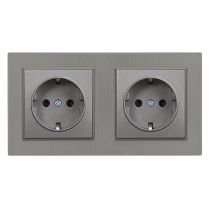 Nova kettős dugalj szürke szálcsiszolt kerettel