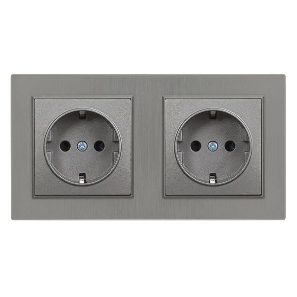 Nova kettős dugalj szürke szálcsiszolt kerettel