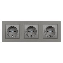 Nova III földelt dugalj szürke szálcsiszolt kerettel