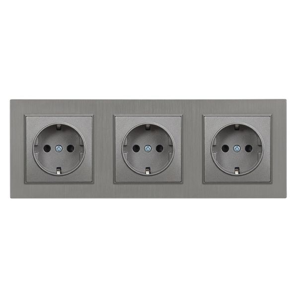 Nova III földelt dugalj szürke szálcsiszolt kerettel