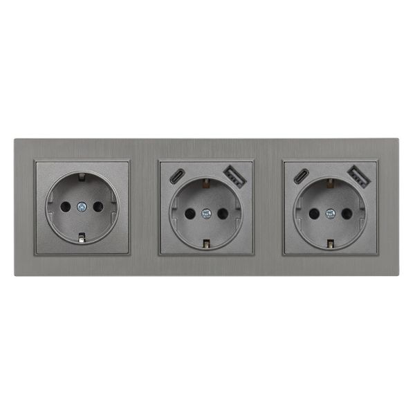 Nova III dugalj kettő USB csatlakozóval szürke szálcsiszolt kerettel