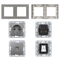 Nova dugalj 16A 250V UTP csatlakozóval szürke szálcsiszolt kerettel