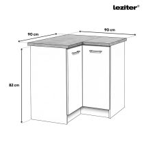 Praktik 90 alsó sarok szekrény 2 ajtós, fehér-sonoma tölgy