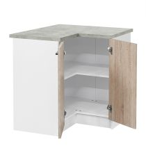 Praktik 90 alsó sarok szekrény 2 ajtós, fehér-sonoma tölgy