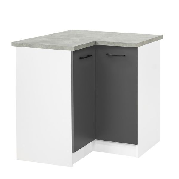 Praktik 90 alsó sarok szekrény 2 ajtós, fehér-antracit