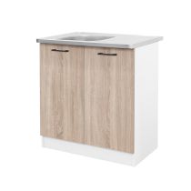 Praktik 80 alsó szekrény 2 ajtós mosogatós, fehér-sonoma tölgy