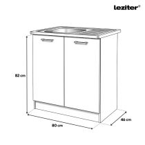 Praktik 80 alsó szekrény 2 ajtós mosogatós, fehér-sonoma tölgy