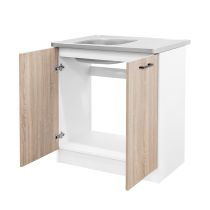 Praktik 80 alsó szekrény 2 ajtós mosogatós, fehér-sonoma tölgy