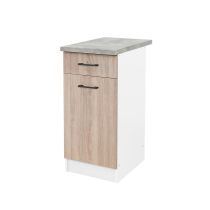 Praktik 40 alsó szekrény 1 ajtós 1 fiókos, fehér-sonoma tölgy