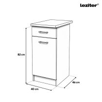Praktik 40 alsó szekrény 1 ajtós 1 fiókos, fehér-sonoma tölgy