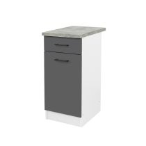 Praktik 40 alsó szekrény 1 ajtós 1 fiókos, fehér-antracit