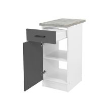 Praktik 40 alsó szekrény 1 ajtós 1 fiókos, fehér-antracit