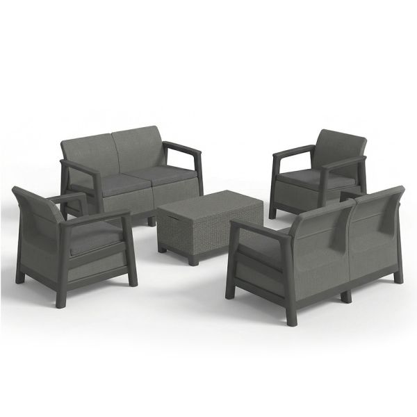 Scandi Box max linea duo kerti bútor szett jute tárolós asztallal