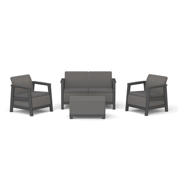 Scandi Box linea duo kerti bútor szett jute tárolós asztallal