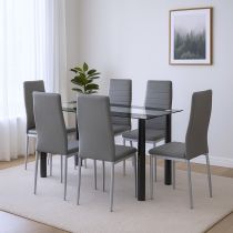 Denton 6+1 étkező garnitúra szürke-szürke