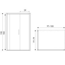 Silves 80x100 aszimmetrikus zuhanykabin zuhanytálca nélkül