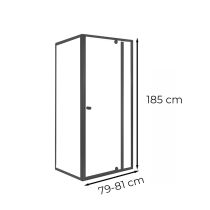 Flexi 80x90 cm sarokba szerelhető aszimmetrikus zuhanykabin zuhanytálca nélkül