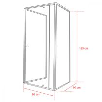 Flexi 80x90 cm falsíkra szerelhető aszimmetrikus zuhanykabin zuhanytálca nélkül