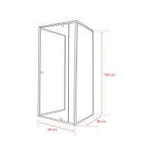 Flexi 90x90 cm falsíkra szerelhető szögletes zuhanykabin zuhanytálca nélkül