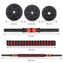 Állítható súlyzók 2x20 kg-os súlyzó szett 40 kg-os rúd