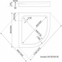 Intro 90 íves zuhanykabin XN tálcával