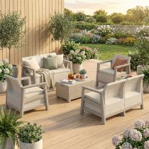 Scandi Box max linea duo kerti bútor szett jute tárolós asztallal