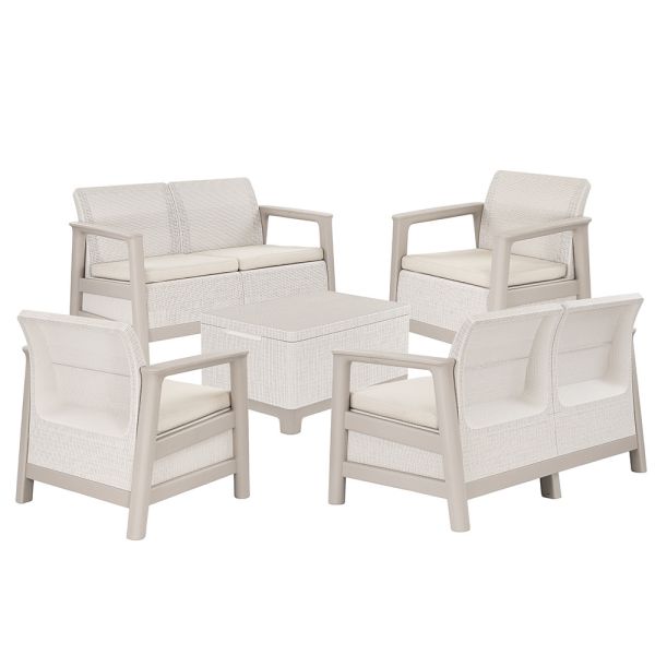 Scandi Box max linea duo kerti bútor szett jute tárolós asztallal