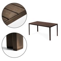 6 személyes kerti asztal 156x78 cm polywood barna