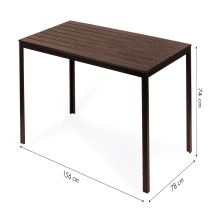 6 személyes kerti asztal 156x78 cm polywood barna