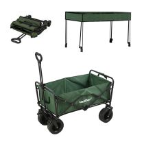 Összecsukható prémium kerti strandkocsi tetővel zöld