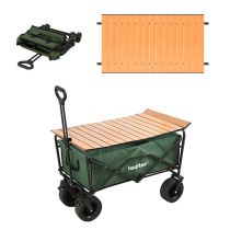 Összecsukható prémium kerti strandkocsi asztallal zöld