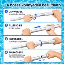 Teleszkópos rúd medence tisztító hálóhoz LMTH-01 2x180 cm, 0,8 mm, ezüst