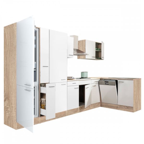 Yorki 370 sarok konyhabútor alulfagyasztós hűtős kivitelben, munkalap nélkül
