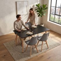Silla 120 4+1 étkező garnitúra fekete-szürke