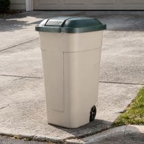 Műanyag kültéri szemetes 110l beige-zöld