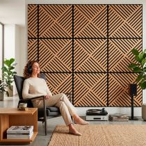 Akusztikus falpanel Deco VIII bambusz hatású 60x60x1,8 cm