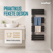 Solaro Design törölközőszárító radiátor 1200x500 mm fekete