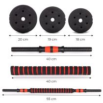 Állítható súlyzók 2x10 kg-os súlyzószett 20 kg-os rúd
